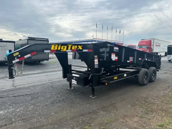 big tex 7 x 16 gooseneck dump trailer – combo gate & ramps