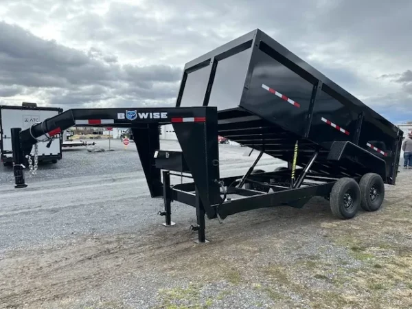 bwise 7 x 16 gooseneck dump trailer – high sides