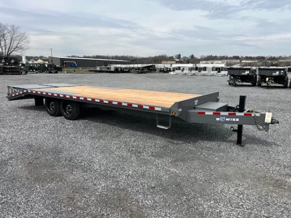 bwise 8 x 24 deckover equipment trailer full width ramps
