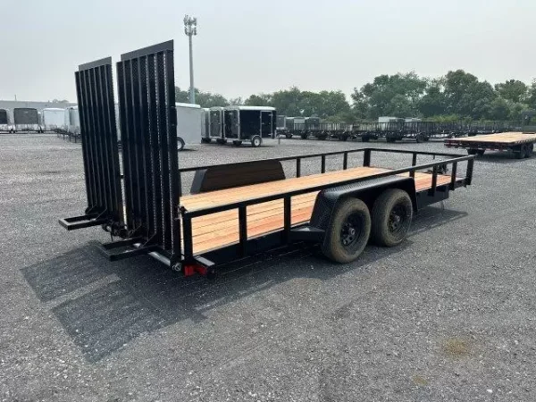 bwise 7 x 18 equipment trailer – split landscape ramp