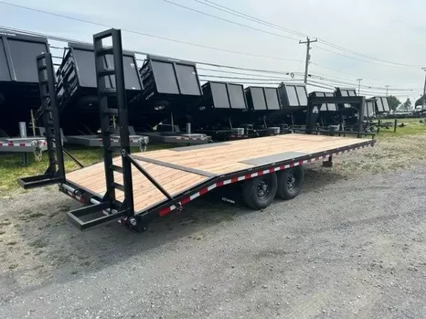 bwise 8.5 x 24 gooseneck equipment trailer ladder ramps
