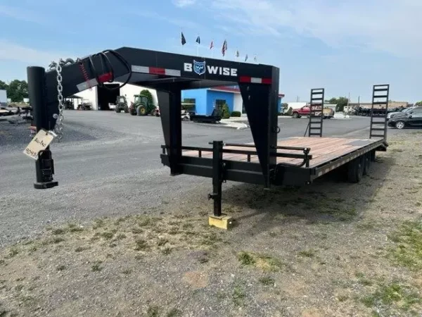 bwise 8.5 x 24 gooseneck equipment trailer ladder ramps