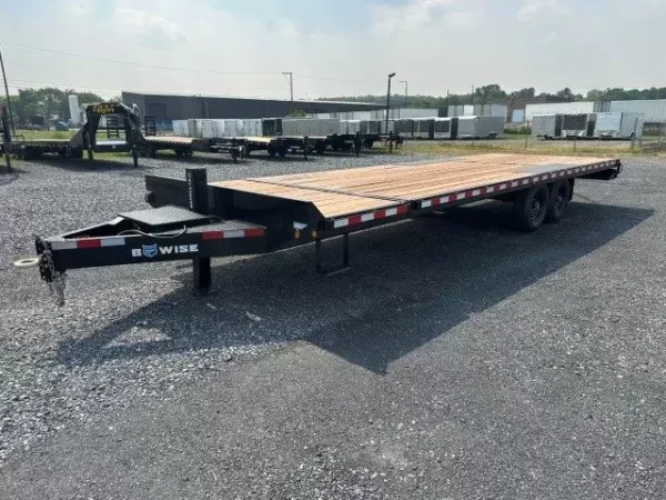 bwise 8 x 26 deckover equipment trailer split tilt deck