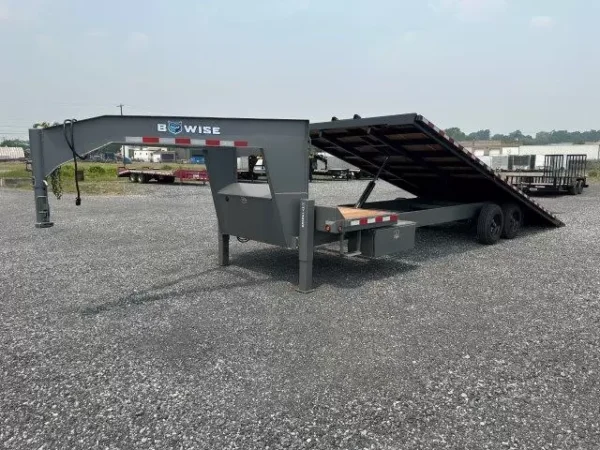 bwise 8 x 26 gooseneck deckover equipment trailer – power tilt