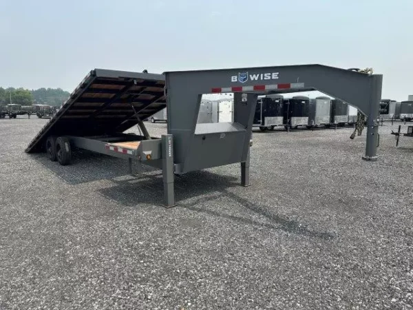 bwise 8 x 26 gooseneck deckover equipment trailer – power tilt