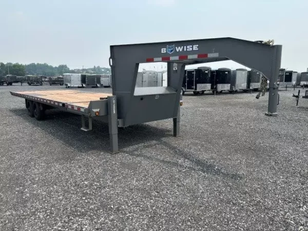 bwise 8 x 26 gooseneck deckover equipment trailer – power tilt