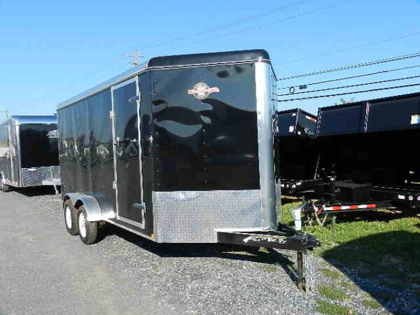 carry on 7 x 16 enclosed v nose cargo trailer – 6″ extended height!