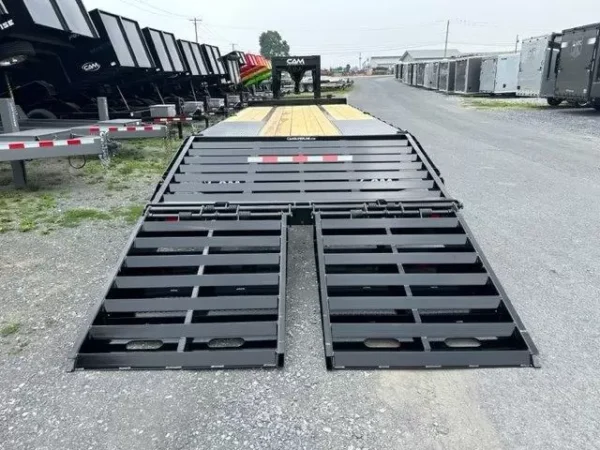 cam superline 8 x 25 deckover gooseneck equipment trailer