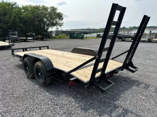 carry on 7 x 16 low profile equipment trailer ladder ramps