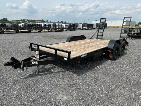 carry on 7 x 16 low profile equipment trailer ladder ramps