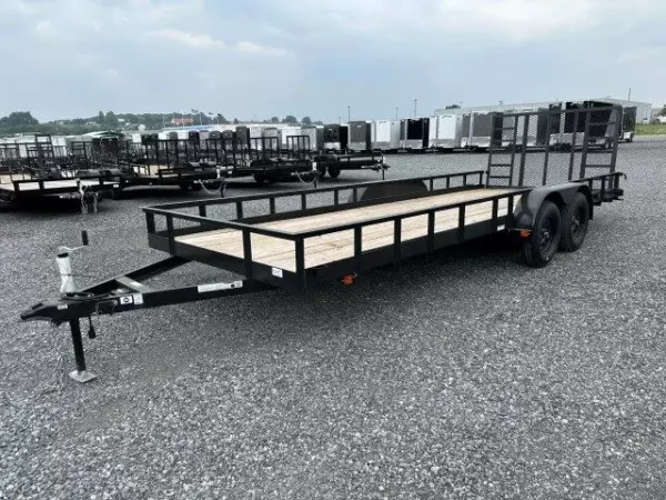 carry on 7 x 20 landscape utility trailer – rear ramp gate