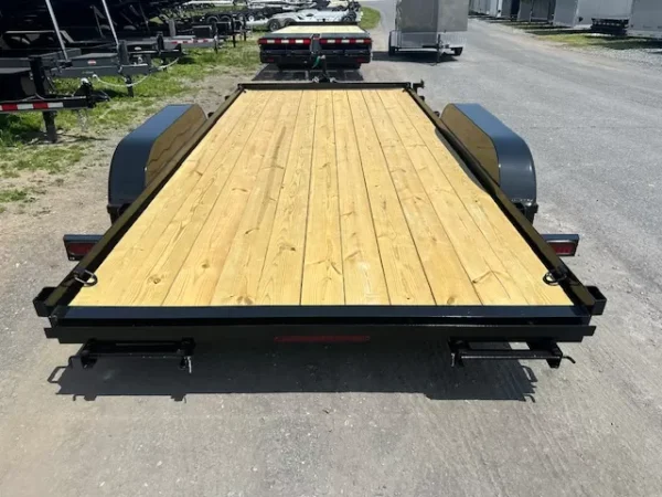 premier 7 x 16 open wood deck car trailer – slide out ramps