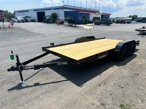 premier 7 x 16 open wood deck car trailer – slide out ramps