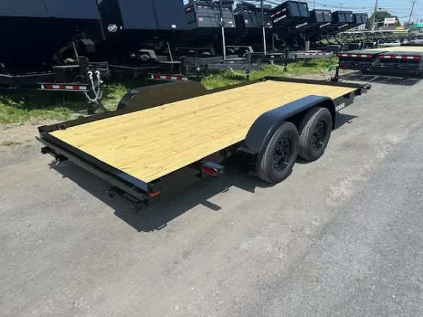 premier 7 x 16 open wood deck car trailer – slide out ramps