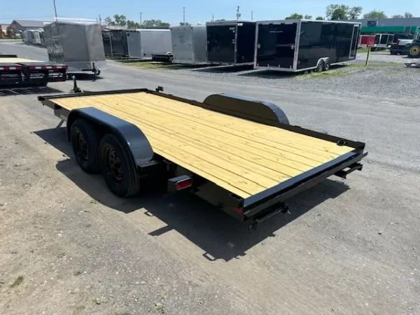 premier 7 x 16 open wood deck car trailer – slide out ramps
