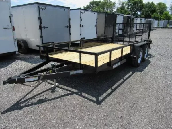 premier 7 x 16 landscape utility trailer – rear ramp gate