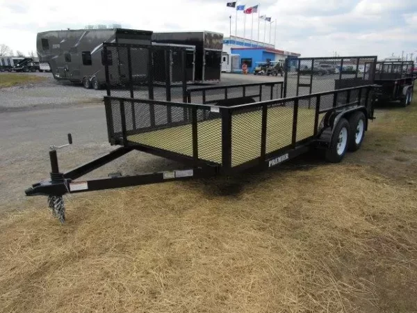 premier 7 x 16 landscape utility trailer – mesh sides & atv ramp