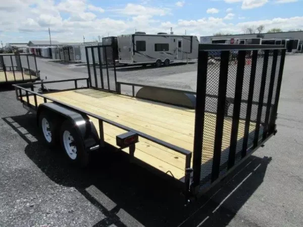 premier 7 x 18 landscape utility trailer – side atv gate