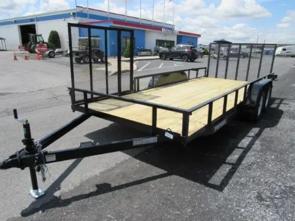premier 7 x 18 landscape utility trailer – side atv gate