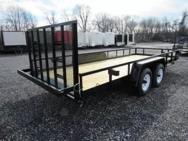 premier 7 x 24 landscape utility trailer – rear ramp gate
