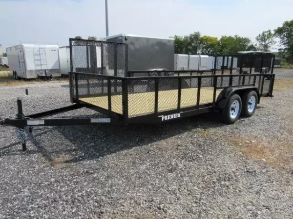 premier 7 x 18 landscape utility trailer – mesh sides & atv gate