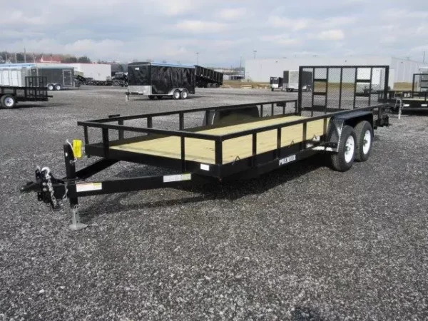 premier 7 x 20 landscape utility trailer – rear ramp gate