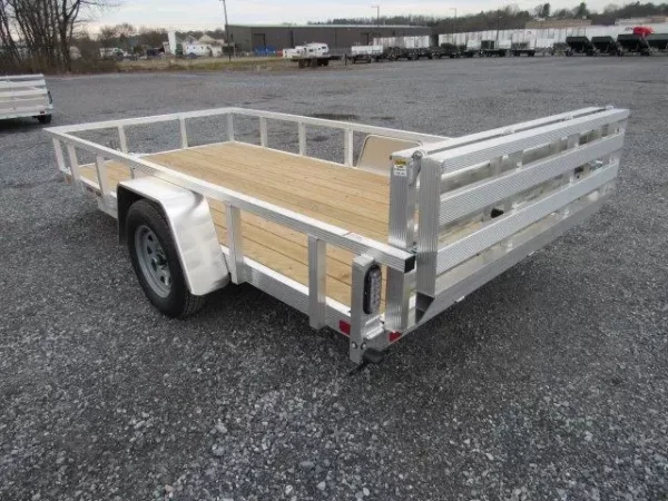 sport haven 6×12 aluminum utility trailer – bi fold ramp gate