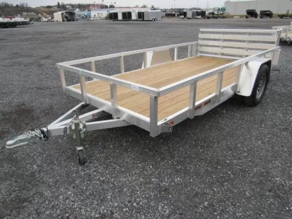 sport haven 6×12 aluminum utility trailer – bi fold ramp gate