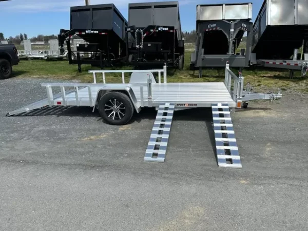 sport haven 7×12 aluminum utility trailer – side atv ramps