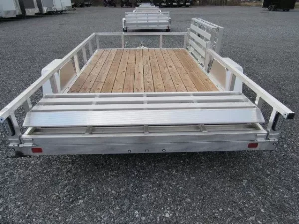sport haven 7×12 aluminum utility trailer – side atv gate