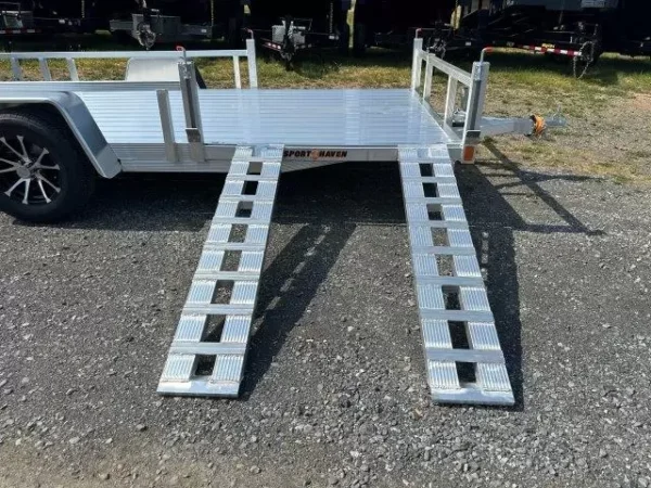 sport haven 7×14 aluminum utility trailer – side atv ramps