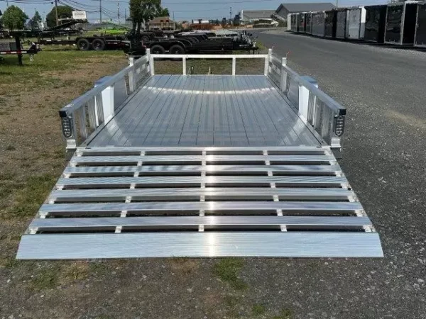 sport haven 7×14 aluminum utility trailer – side atv ramps