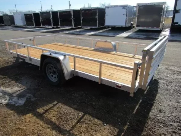 sport haven 7×14 aluminum utility trailer – bi fold ramp gate