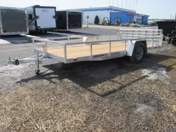 sport haven 7×14 aluminum utility trailer – bi fold ramp gate